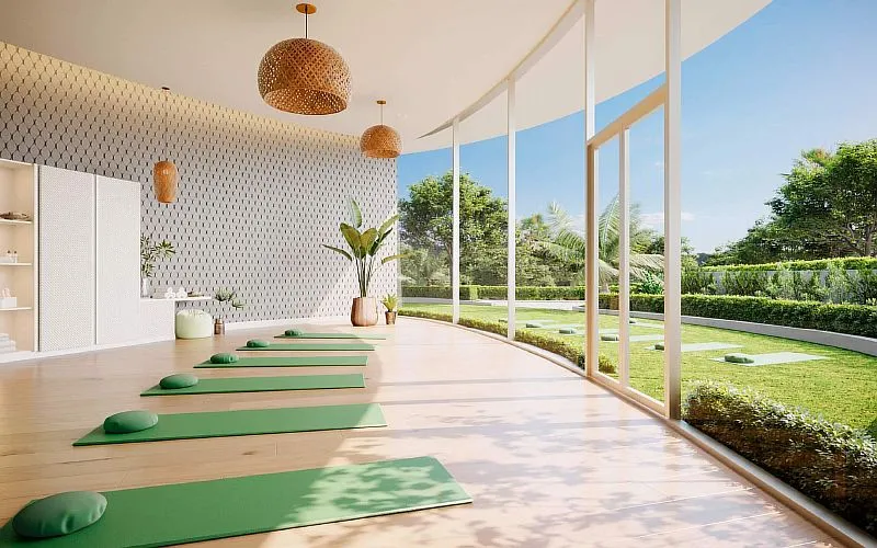 Aria Reserve Building yoga room