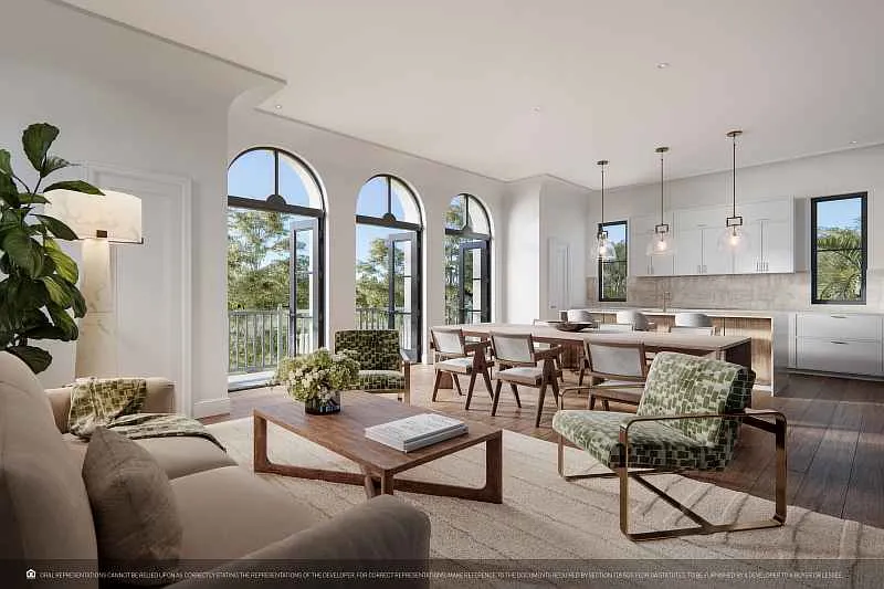 Village at Coral Gables Loft Living Room Kitchen